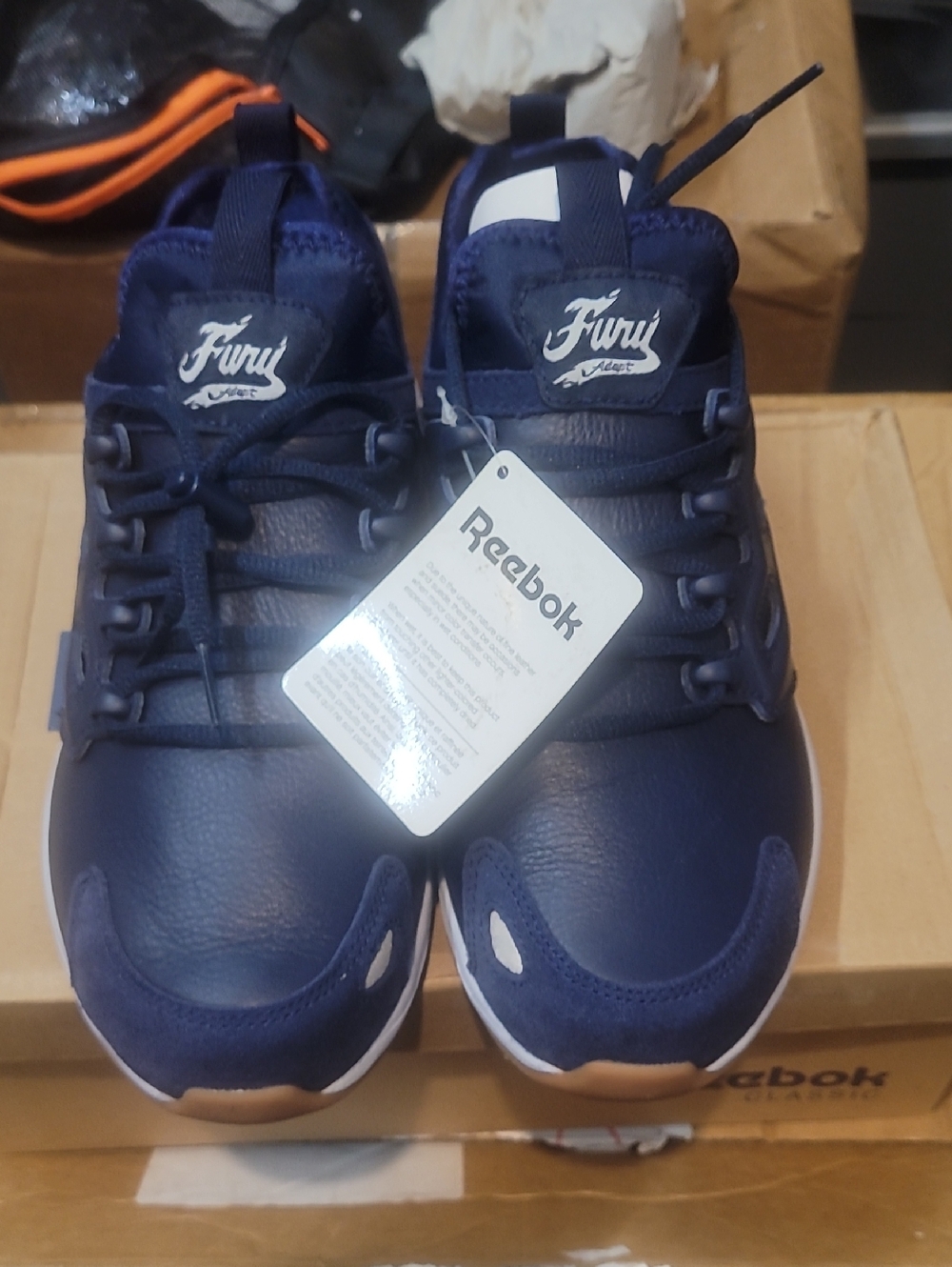Reebok Fury Navy Men’s Athletic Shoes Soze 8